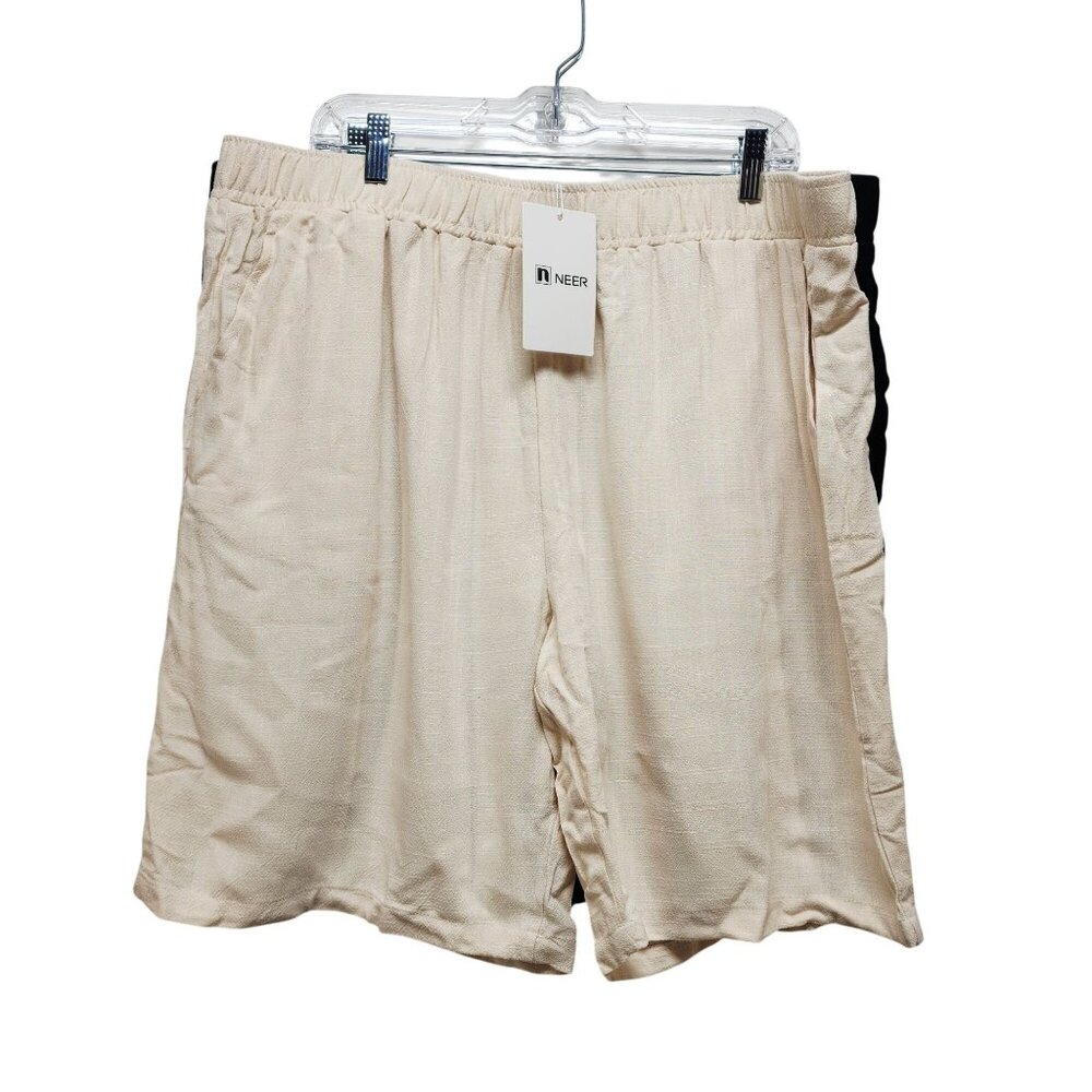 Neer Mens Set  Size XXL Beige Elastic Waist SweatShorts